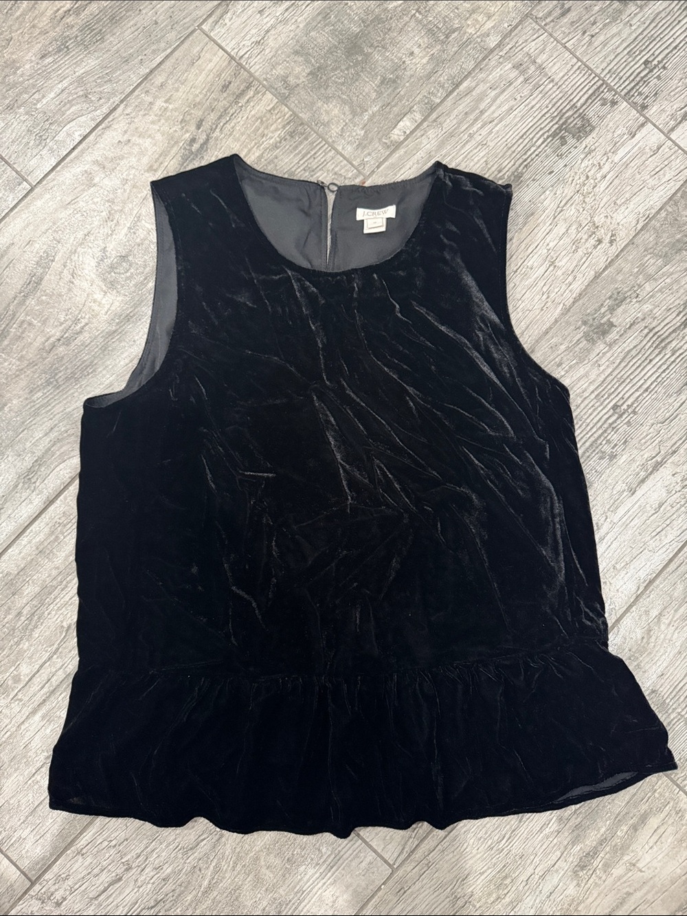J. Crew Black Velvet Sleeveless Peplum Camisole